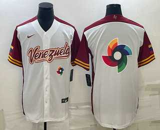 Men%27s Venezuela Baseball 2023 White World Big Logo With Patch Classic Stitched Jersey->2023 world baseball classic->MLB Jersey